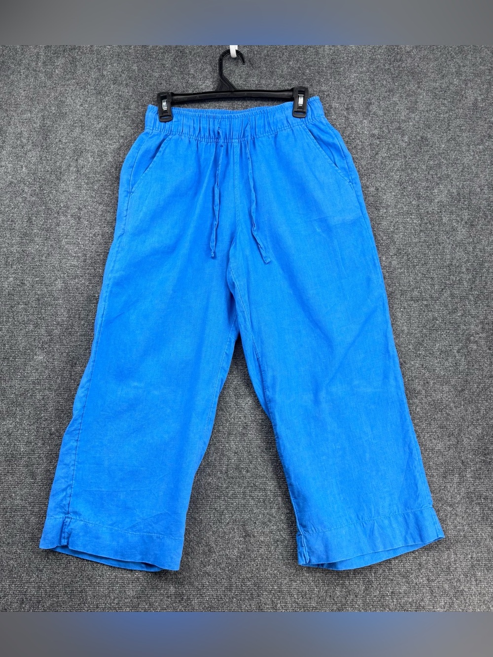 Christian Soriano Beachy Vacation Turquoise 100% Linen Cropped Pants Women’s S